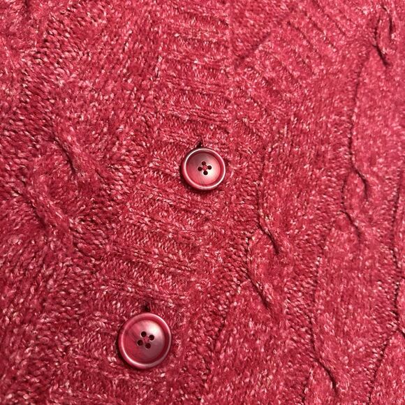 LLBean Cable Knit Sweater Vest L Wool Blend Button Front Cottagecore Academia - Picture 3 of 9